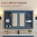Wall-Mounted Mirror Cabinet With Adjustable Shelf And Open Shelves