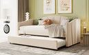 Upholstered Daybed Sofa Bed With Trundle Bed And Wood Slat