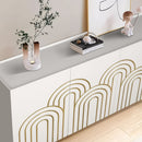 Modern Fluted Sideboard Buffet With Storage, Curve Element, 4 Doors With Adjustable Shelves