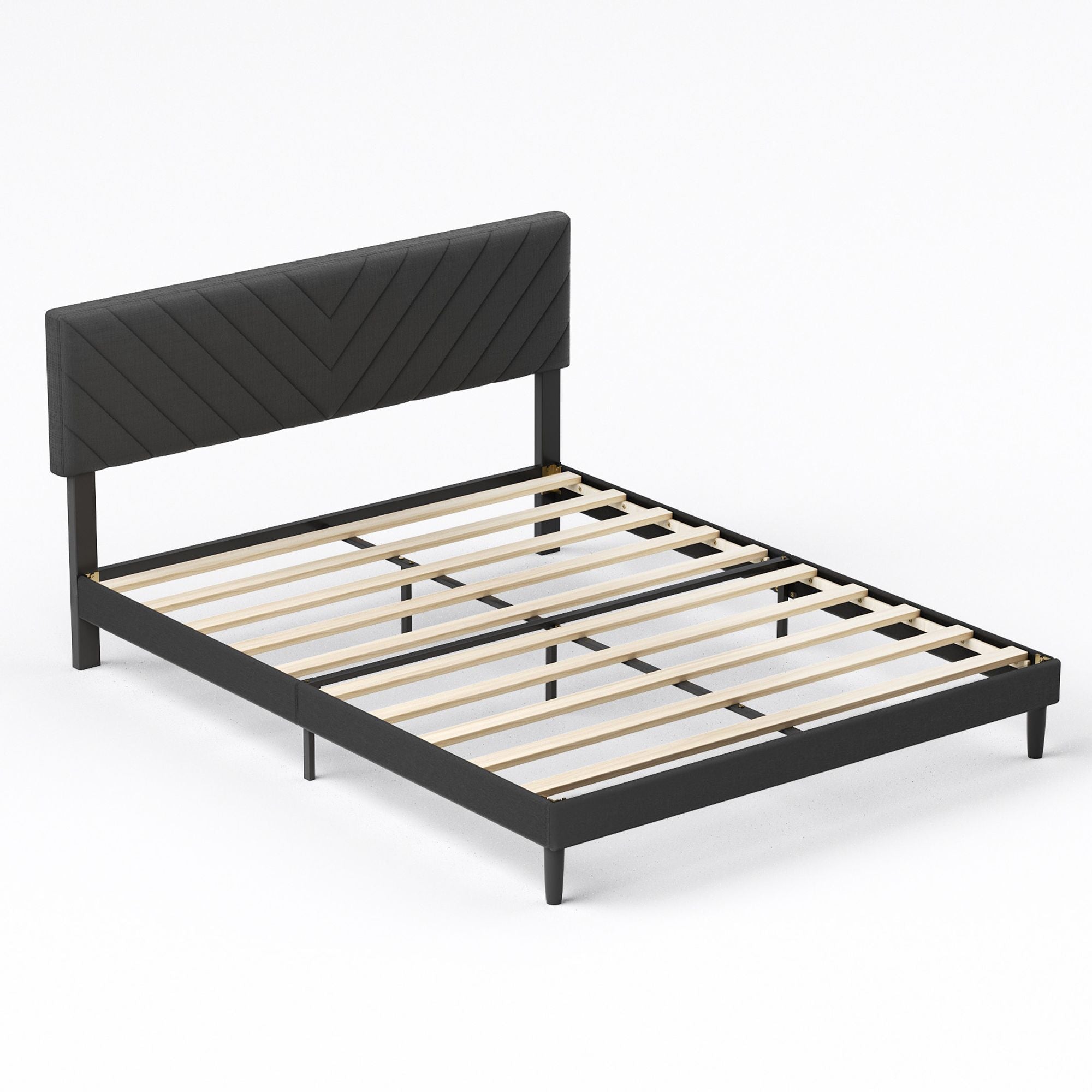 Upholstered Queen Size Bed Frame Platform with High-Adjustable Headboard and Solid Wood Slats Support, Strong Weight Capacity, Non-Slip and Noise-Free,No Box Spring Needed, Easy Assembly, Grey - Atlantic Fine Furniture Melbourne FL