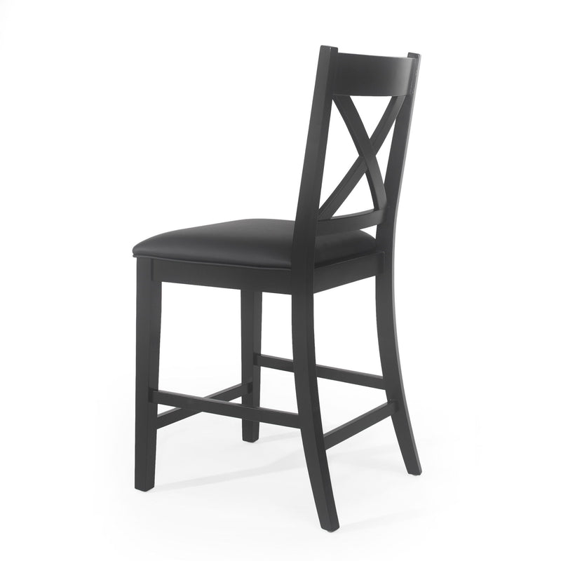 Farmhouse Style Counter Height Chair With Upholstered Seat