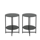 JWS Tempered Glass End Table (Set of 2), Round Coffee Table For Bedroom Living Room Office - Black