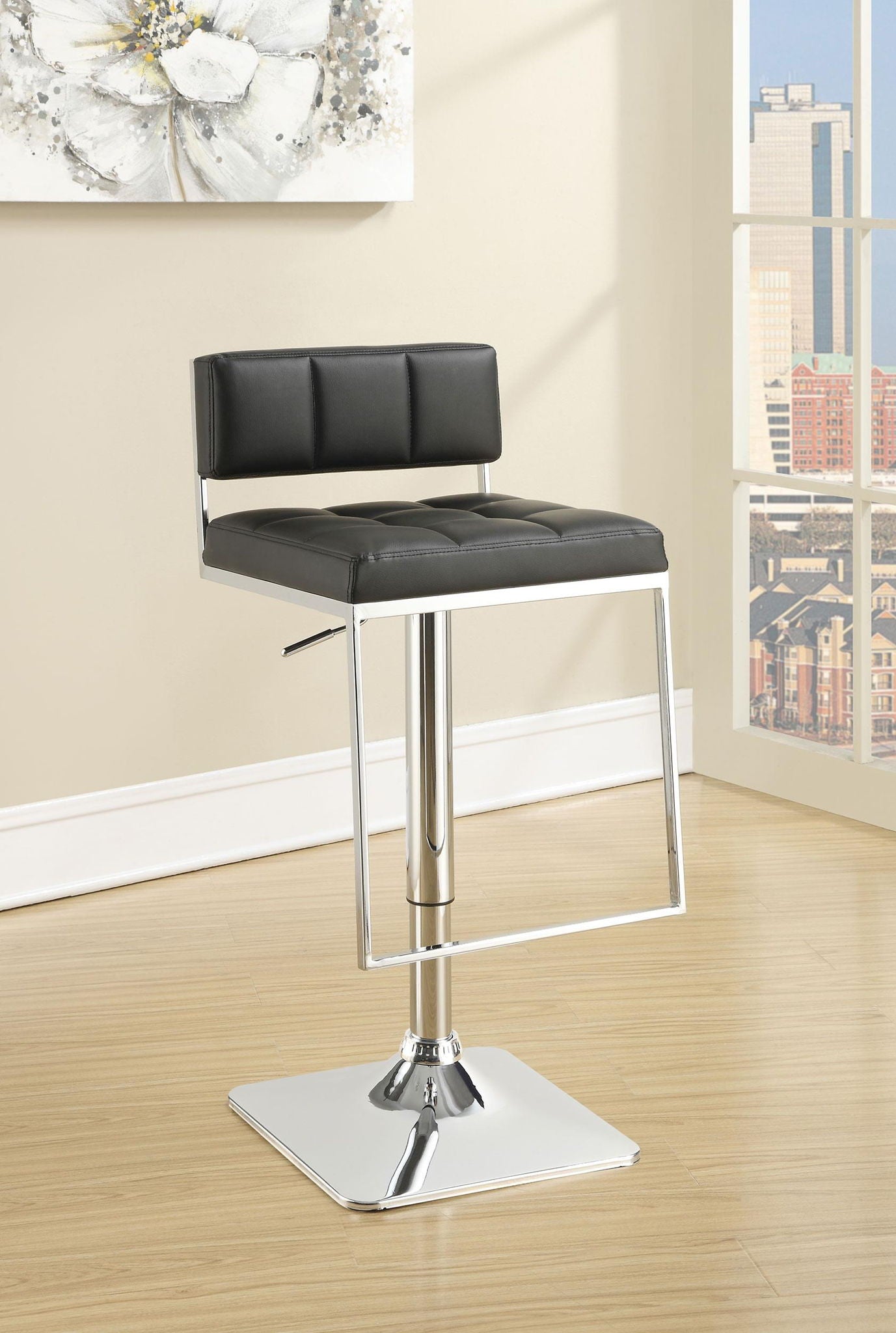 Alameda Adjustable Bar Stool Chrome and Black - Atlantic Fine Furniture Melbourne FL