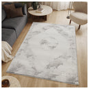 Geometrix - 5'3" X 7'3" Medallion Area Rug With Geometric 3D Effect - Ivory / Gray