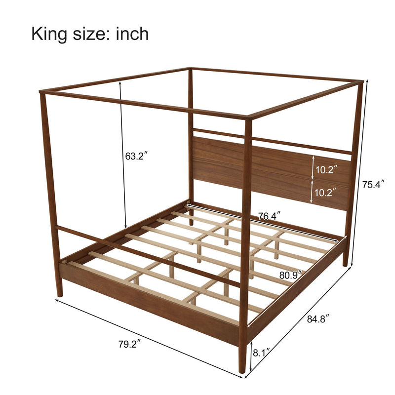 Canopy Bed Frame 4 Posters Bed No Box Spring Needed