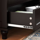 Minimalist Buffet Cabinet With Double Glass Doors And Drawer