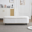 Modern Elegant Ottoman With Spacious Storage Function With Metal Feet - White / Black