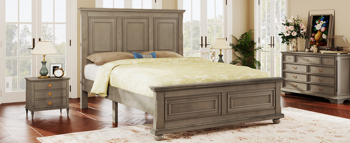 Traditional Town and Country Style Pinewood Vintage Queen Bed, Stone - Atlantic Fine Furniture Melbourne FL