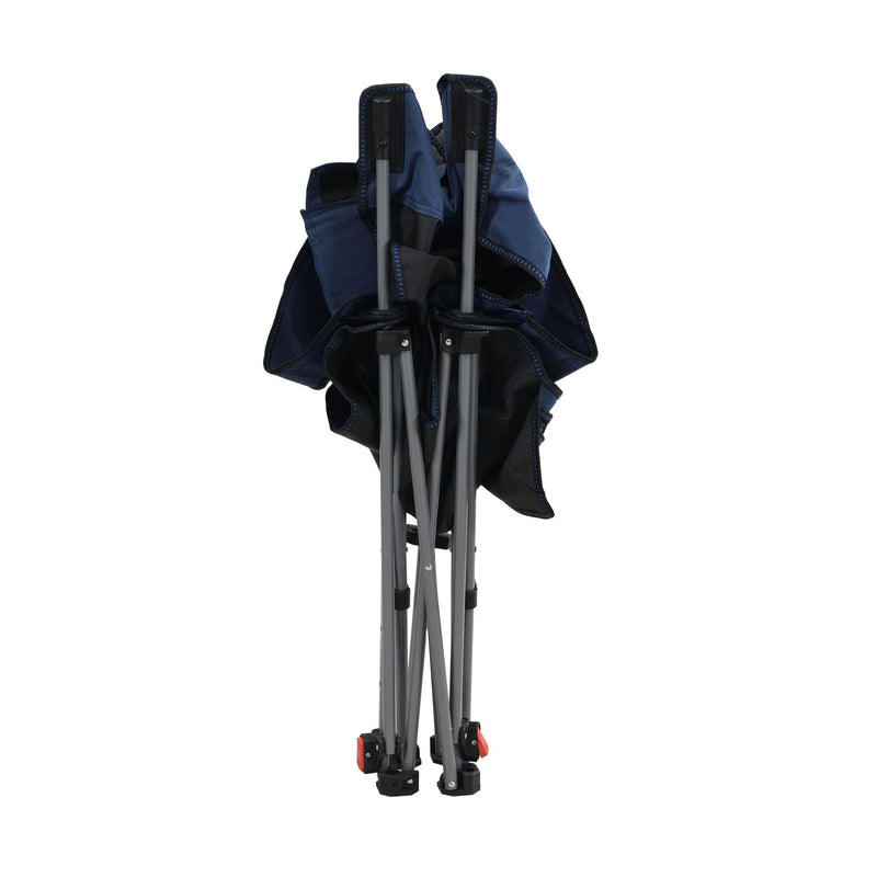 Outdoor Camping Chairs Folding Portable Adjustable Reclining Chair With Side Pockets & Cup Holder - Dark Blue
