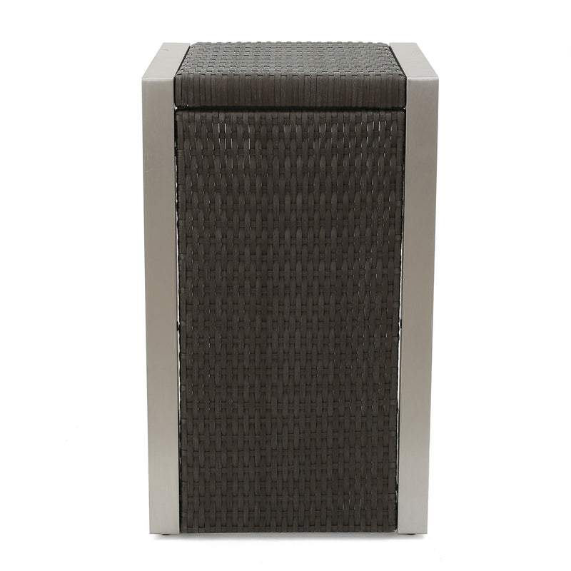 Cape - Coral Wicker C Shaped Table Modern DesignRattan And Aluminum Frame - Brown