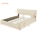 Queen Size Upholstered Platform Bed with Lateral Storage Compartments and Thick Fabric, Velvet, Beige