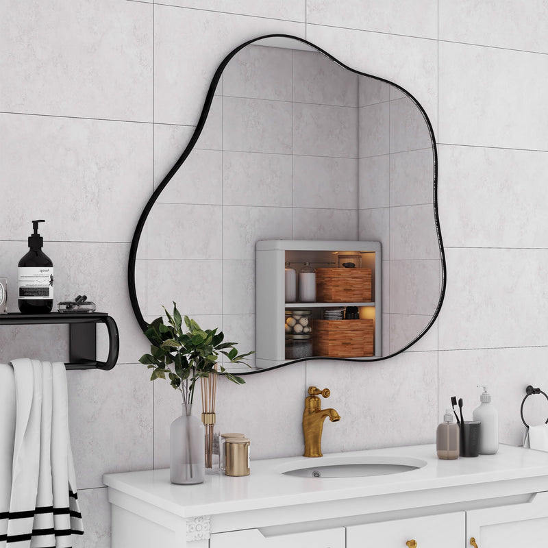 Cloud Shaped Metal Accent Wall Mirror - Black