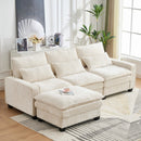 Modern Comfy Chenille L Shaped Sectional Sofa With Movable Ottoman