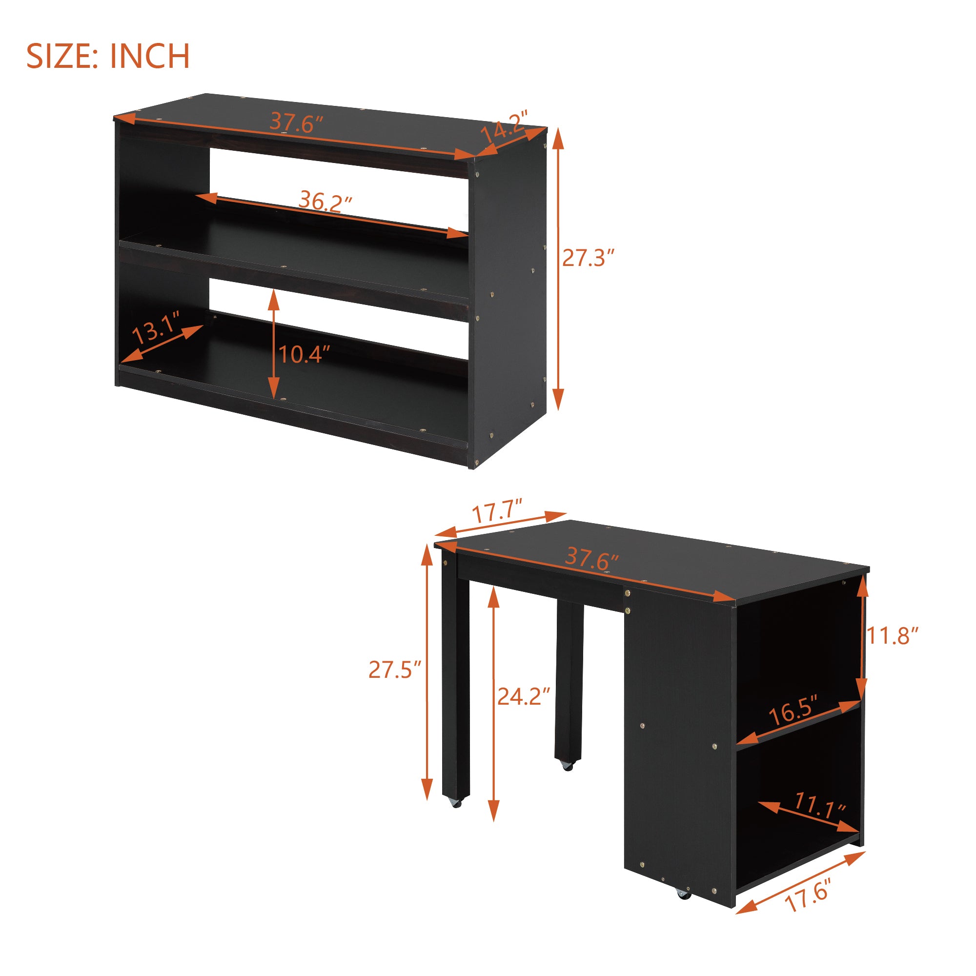 Twin Size Loft Bed with Retractable Writing Desk and 3 Drawers, Wooden Loft Bed with Storage Stairs and Shelves, Espresso - Atlantic Fine Furniture Melbourne FL