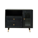 Modern Makeup Vanity Desk With Mirror And Lights Retractable Design Engineered Wood - Black