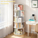5 Tier Rotating Bookshelf, 360° Spinning Design, Space Saving Storage, For Home And Office - White