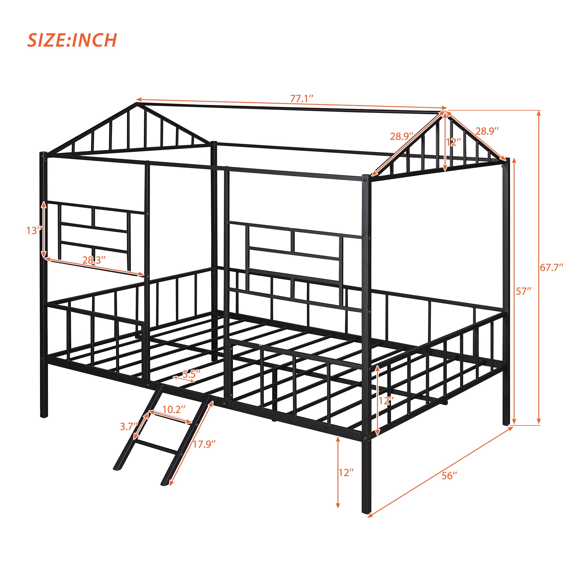 Metal House Bed Frame Full Size with Slatted Support No Box Spring Needed Black - Atlantic Fine Furniture Melbourne FL