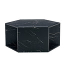 Hexagonal Coffee Table With Characteristic Pattern Stickers And Multi-Hole Design For Extra Storage