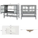 Bathroom Vanity With Ceramic Sink, Adjustable & Open Shelf