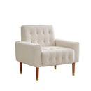 Classic Biscuit Style Accent Chair Comfortable Armrests, Soft Fabric, Elegant Solid Wood Legs With Gold Finish - Beige