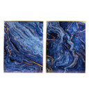 Framed Art Panels, Unique Marbled Design (Set of 2) - Blue