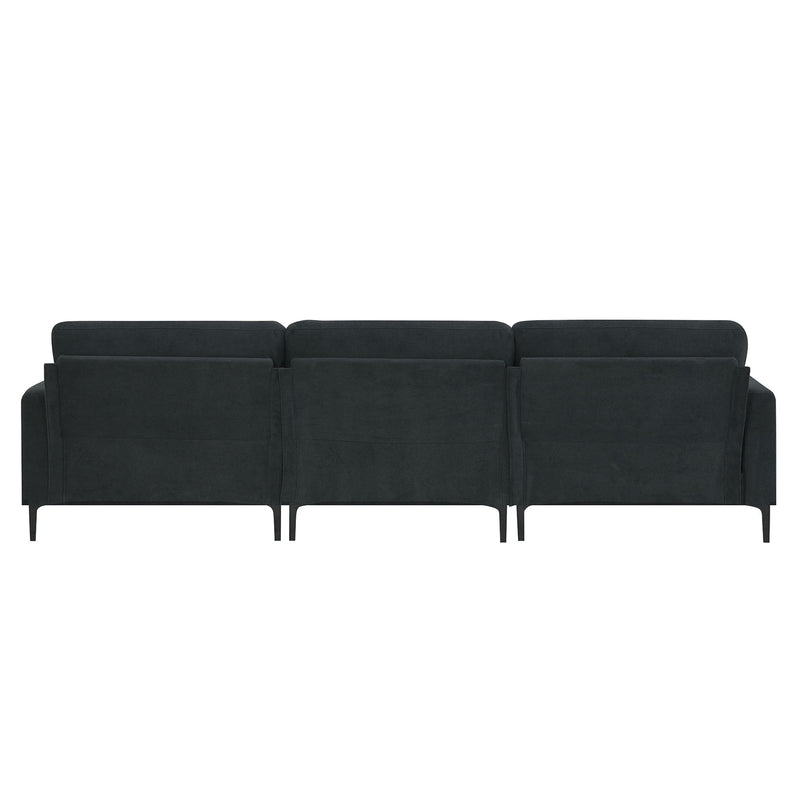 Modern L-Shaped Sectional Sofa, 4-Seat Velvet Fabric Couch Set With Convertible Ottoman, Freely Combinable Sofa For Living Room, Apartment, Office, Apartment