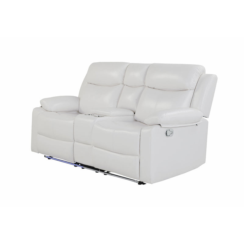 Blanche - Reclining Loveseat With LED Lights And Built In Speakers - White