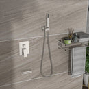 Square Shower System With Waterfall Tub Spout And Rough In Valve, Wall Mounted