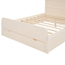 Full Size Platform Bed with Storage Headboard and a Big Drawer, Cream