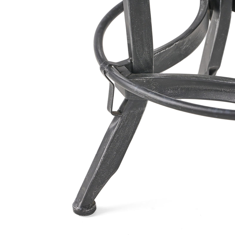 Industrial Modern Upholstered Adjustable Height Swivel Barstool - Beige