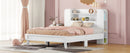 Full Size Platform Bed with Storage Headboard,Multiple Storage Shelves on Both Sides,White