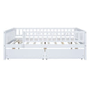 Full Size Daybed Wood Bed with Two Drawers , White