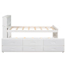 Platform Bed With Storage Headboard, USB, Trundle And 3 Drawers