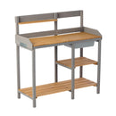 Outdoor Potting - Bench, Workstation Table With Cabinet For Backyard Garden Supplies - Gray / Brown