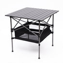 Folding Outdoor Table With Carrying Bag, Lightweight Aluminum Roll-Up Square Table For Indoor, Outdoor Camping, Picnics, Beach, Backyard, Bbq, Party, Patio - Black