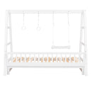 Extendable Twin Daybed with Swing and Ring Handles, White(Twin bed can be pulled out to be King)