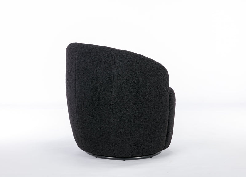 Teddy Fabric Swivel Accent Armchair Barrel Chair With Powder Coating Metal Ring