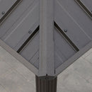 Grill Hardtop Gazebo Outdoor Metal Hard Top Gazebo, Permanent Bbq Gazebo With Galvanized Steel, Aluminum Framed Pavilion With Shelves - Dark Brown