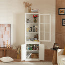 Retro Style Hutch Cabinet With Glass Door, China Cabinet For Home
