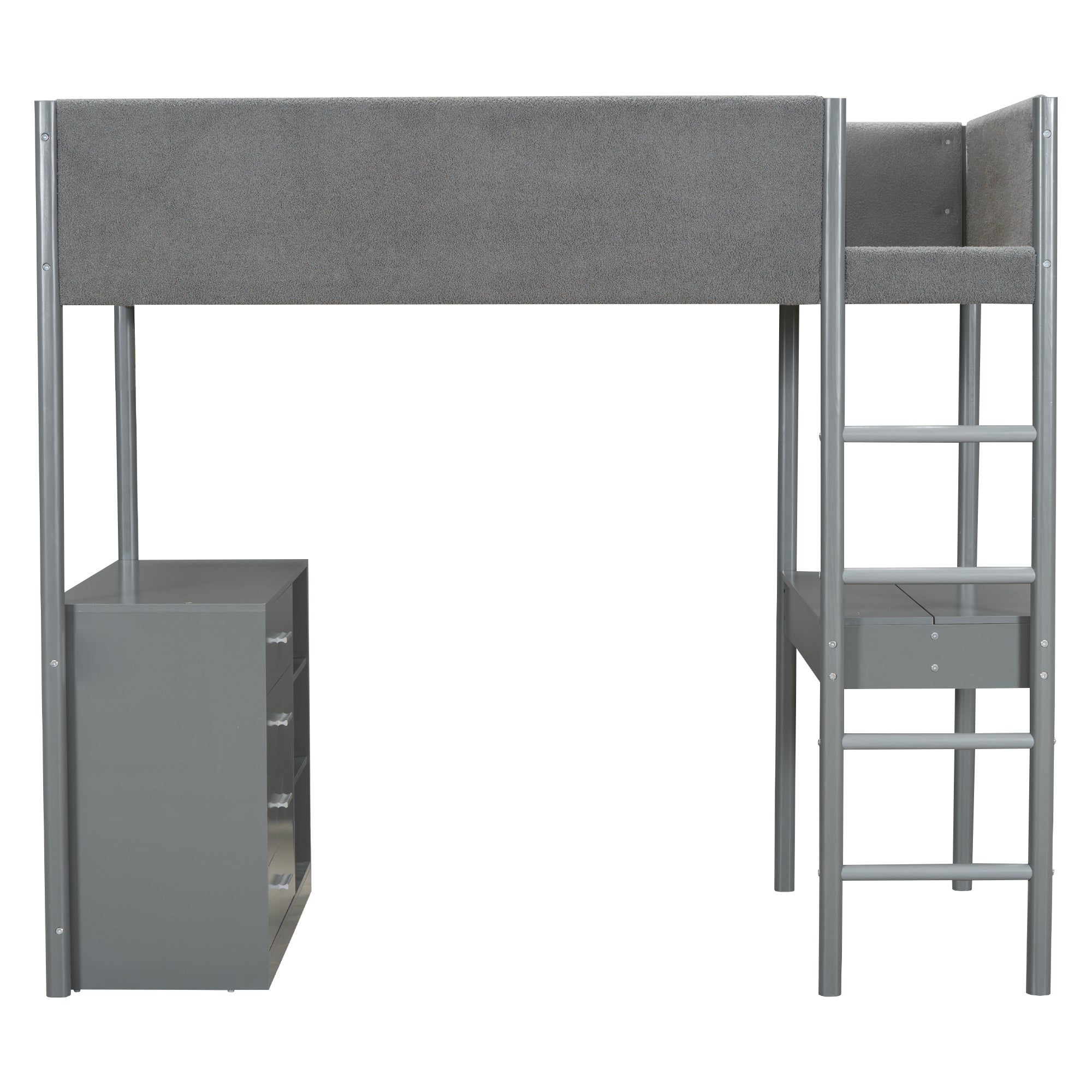 Twin Size Teddy FleeceLoft Bed Wood Bed, Gray - Atlantic Fine Furniture Melbourne FL