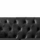 Chesterfield Sofa, High Tech Fabric Roll Armrest, 3 Seater Mid Century Modern Couch - Black