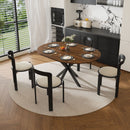 Round Dining Table With Extendable Blades, X Base