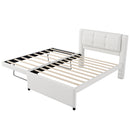 Upholstery Platform Bed With Trundle,Trundle Can Be Flat Or Erected