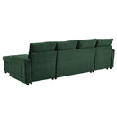 U Shaped Sectional Sofa Bed With Storage Chaise Lounges, USB Ports, And Cup Holders