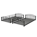 Twin Over Twin Metal Bunk Bed With Slide,Kids House Bed Black+Red