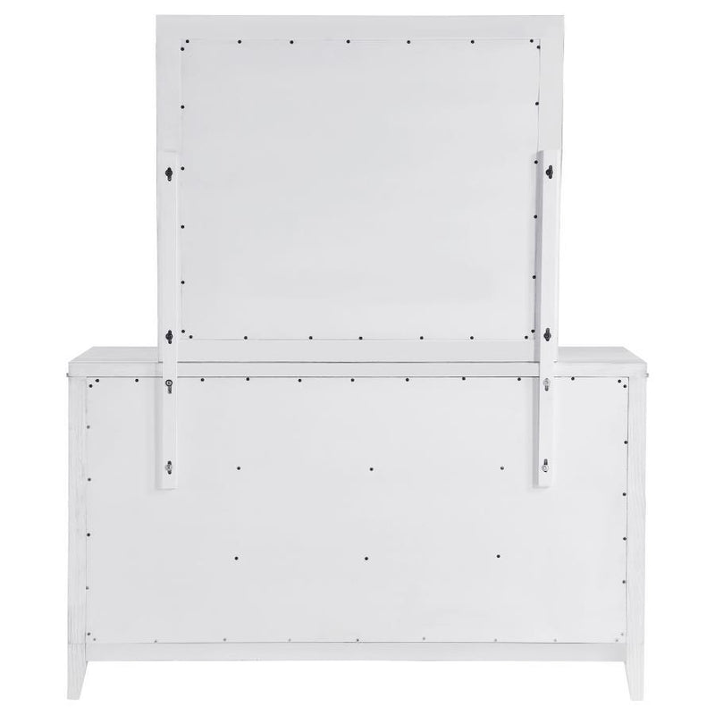 Marielle - 6-Drawer Dresser With Mirror - Distressed White