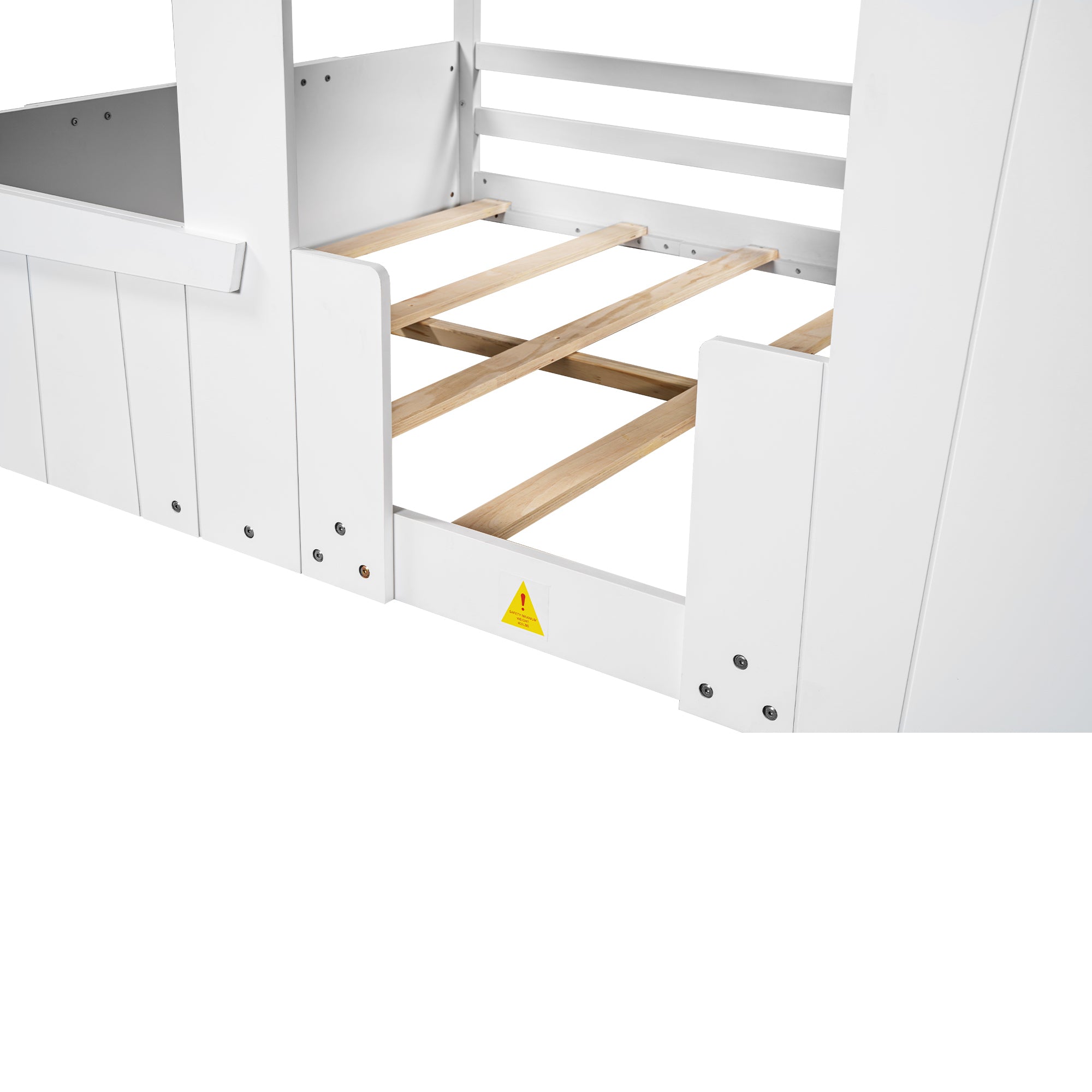 Wood Full Size House Bed with Roof, Window and Guardrail, White - Atlantic Fine Furniture Melbourne FL