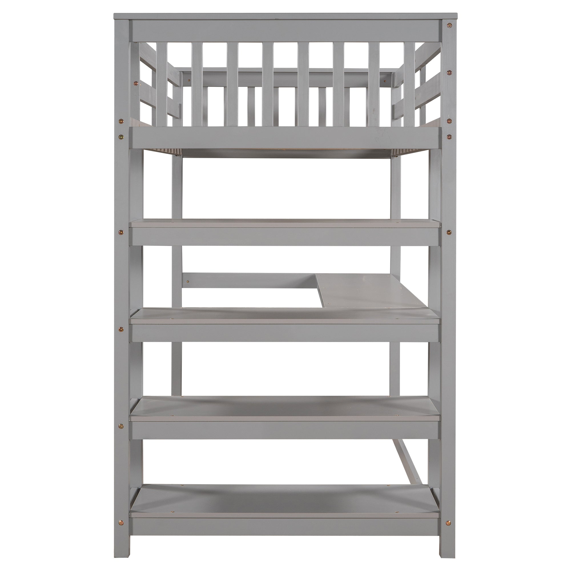 Twin Size Loft Bed with Storage Shelves and Under-bed Desk, Gray(OLD SKU:SM000245AAE-1) - Atlantic Fine Furniture Melbourne FL