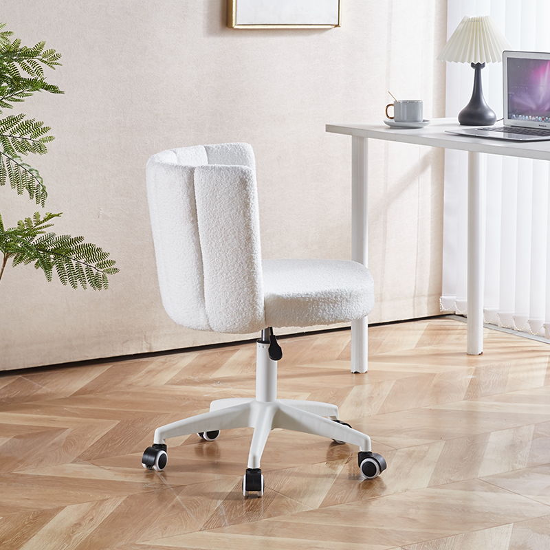 Home Office Chair, Fluffy Fuzzy Comfortable Makeup Vanity Chair, Swivel Desk Chair Height Adjustable Dressing Chair For Bedroom