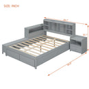Platform Bed With Multi Functional Storage Space, Nightstand, 2 Drawers, USB Ports And Desk